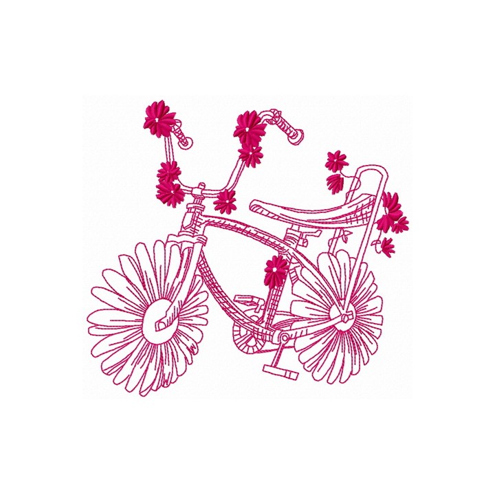 Chamomile bicycle 2 embroidery design - Embroidery Design