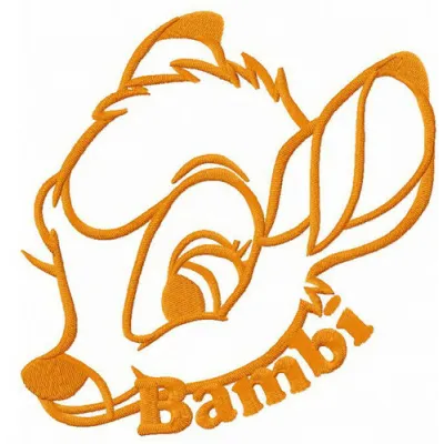 Embroidery design featuring the beloved Disney character Bambi, perfect for stitching on t-shirts or baby onesies.