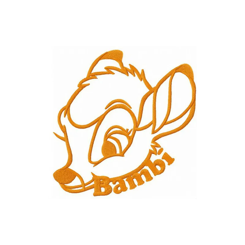 Embroidery design featuring the beloved Disney character Bambi, perfect for stitching on t-shirts or baby onesies.