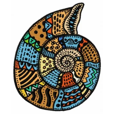 Mosaic sea shell embroidery design showcasing intricate details, perfect for nautical-themed projects.