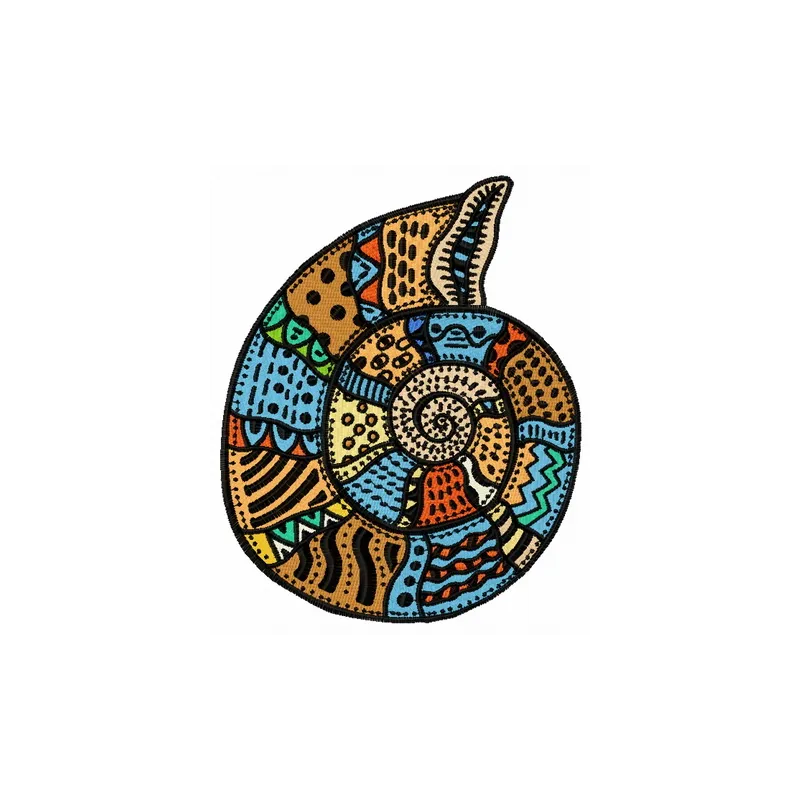 Mosaic sea shell embroidery design showcasing intricate details, perfect for nautical-themed projects.