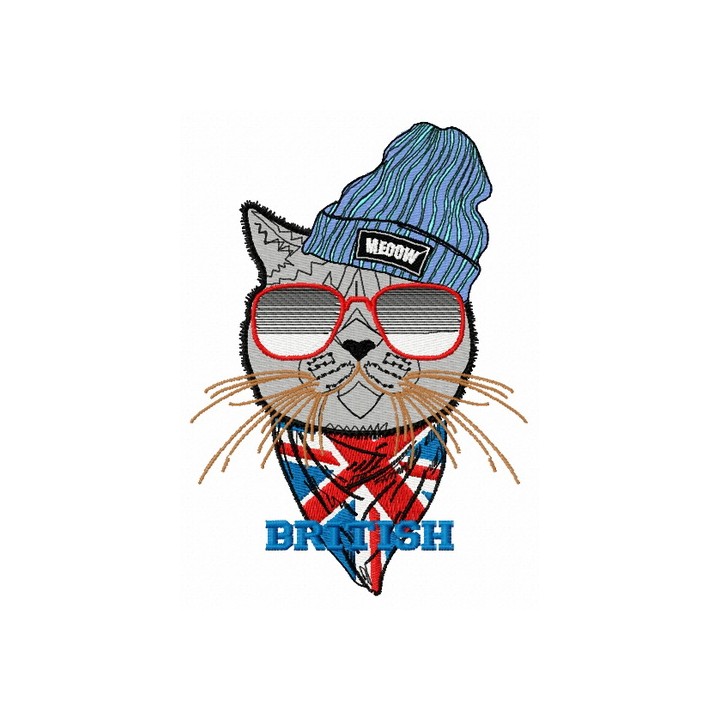 British cat embroidery design - Embroidery Design