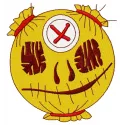 Strange scarecrow embroidery design featuring whimsical details, ideal for Halloween-themed stitching projects.