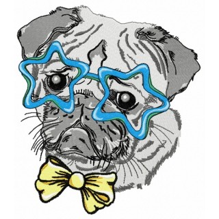 Posh pug-dog 2 embroidery design - Embroidery Design