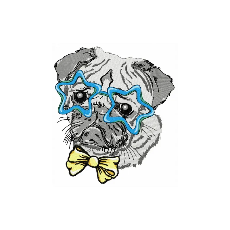 Preview of the Posh Pug-Dog 2 embroidery design featuring a stylish pug motif for dog lovers.