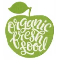 Organic fresh food embroidery design featuring vibrant fruits and vegetables, perfect for kitchen and cooking projects.