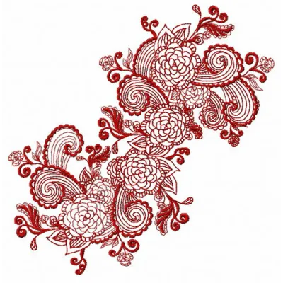 Flower decoration 3 embroidery design showcasing a vibrant floral ornament for various stitching projects.