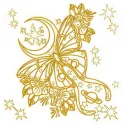 Yellow space butterfly embroidery design showcasing vibrant colors and intricate stitching patterns for creative projects.