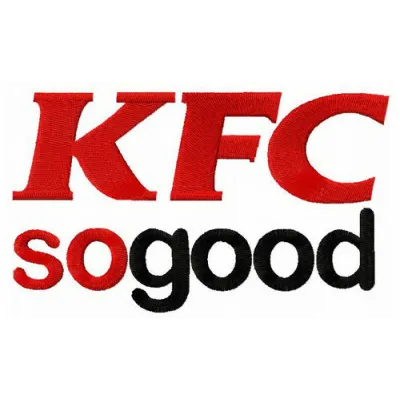 KFC motto embroidery design showcasing stitching patterns suitable for t-shirts, tote bags, and more.