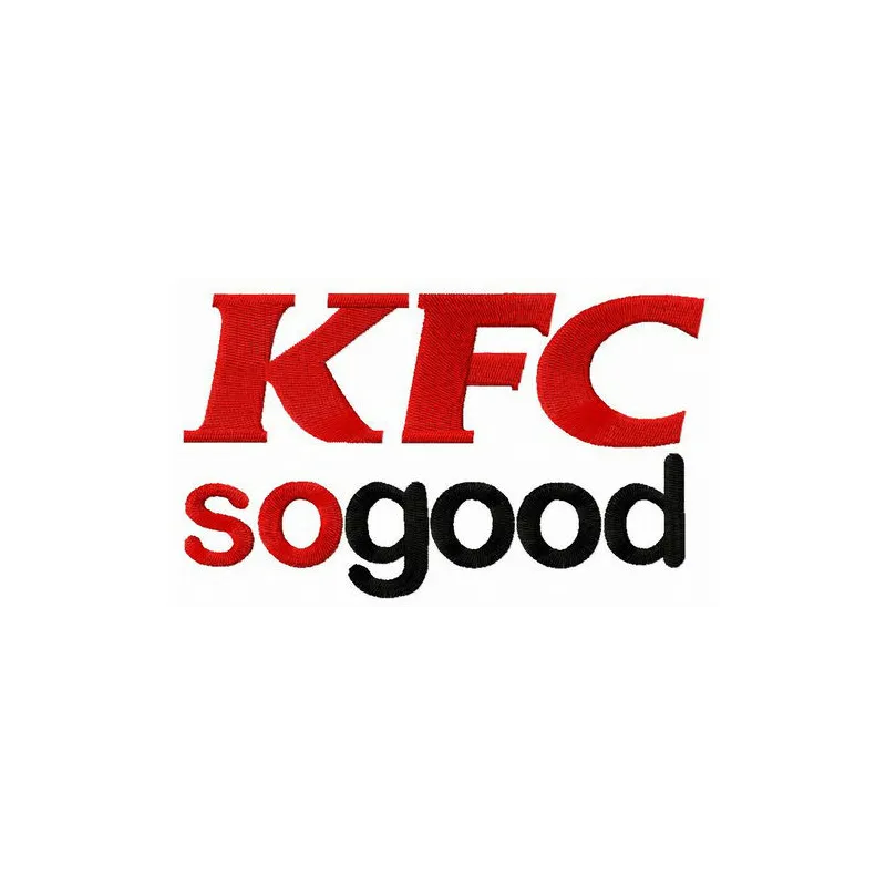 KFC motto embroidery design showcasing stitching patterns suitable for t-shirts, tote bags, and more.