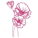 Mallow 2 embroidery design featuring vibrant floral motifs, ideal for embellishing t-shirts and tote bags.