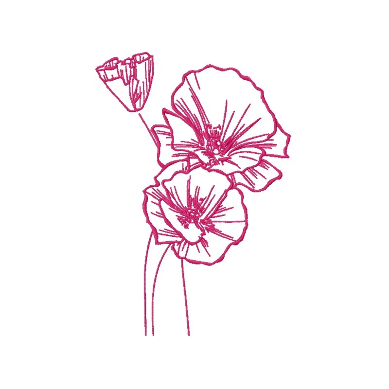 Mallow 2 embroidery design featuring vibrant floral motifs, ideal for embellishing t-shirts and tote bags.