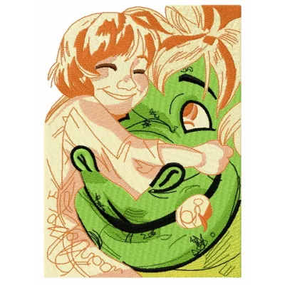 Preview of Pete and Elliott embroidery design from the Fantastic World collection featuring whimsical characters.