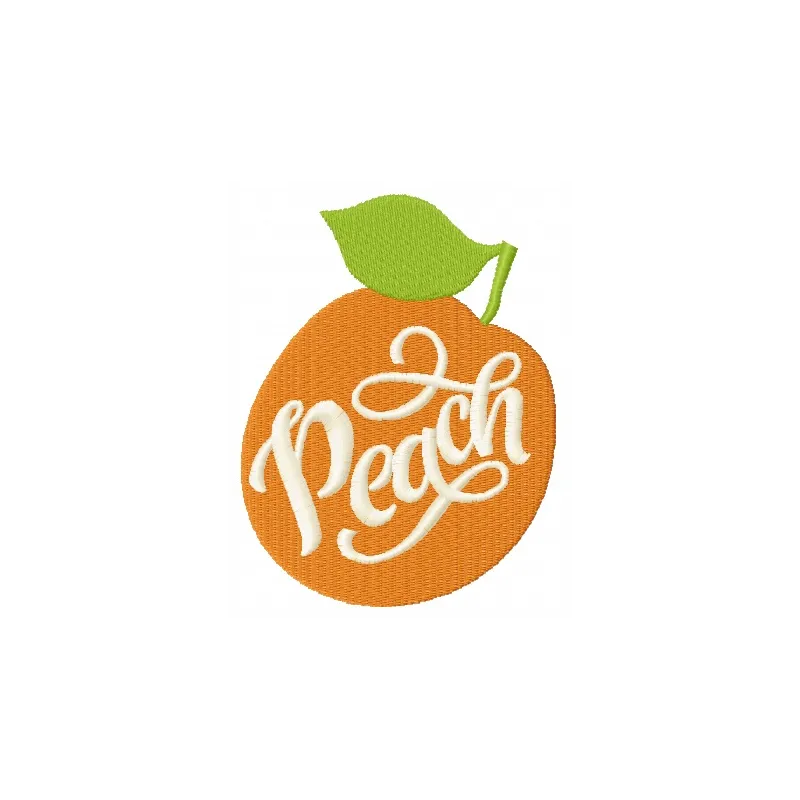 Peach embroidery design showcasing a vibrant fruit motif ideal for kitchen decor and cooking-themed projects.