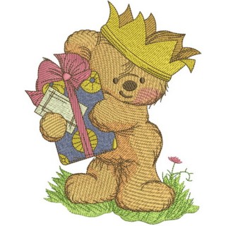 Teddy bear the king embroidery design - Embroidery Design