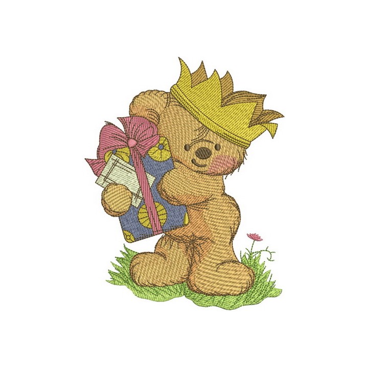 Teddy bear the king embroidery design - Embroidery Design