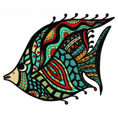 Mosaic fish 3 embroidery design featuring colorful patterns ideal for stitching on apparel and home decor.