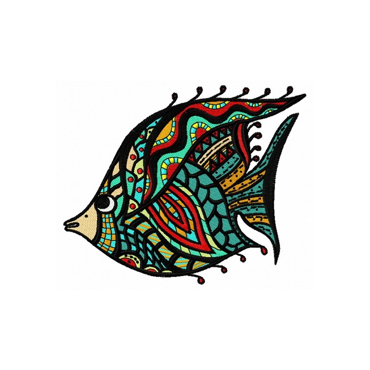 Mosaic fish 3 embroidery design - Embroidery Design