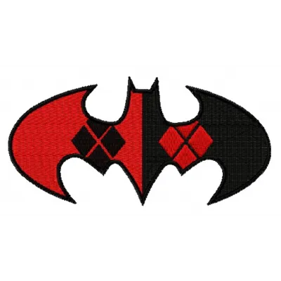 Harley Quinn Batman embroidery design featuring vibrant colors and dynamic stitching patterns inspired by Suicide Squad.
