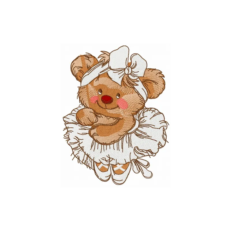 Preview of the Bear the Ballerina 2 embroidery design featuring a charming teddy bear in a ballet pose.