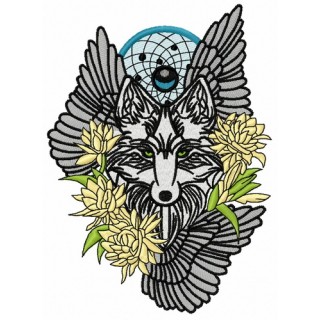 Tribal wolf 3 embroidery design - Embroidery Design