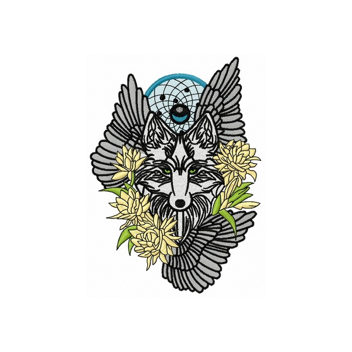 Tribal wolf 3 embroidery design - Embroidery Design