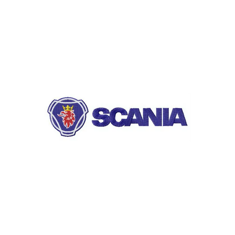 Scania AB logo embroidery design preview showcasing intricate stitching patterns for automotive projects.