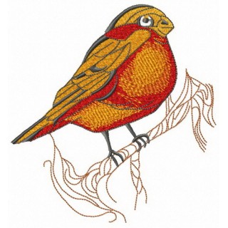 Orange birdie embroidery design - Embroidery Design