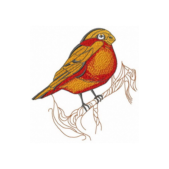 Orange birdie embroidery design - Embroidery Design