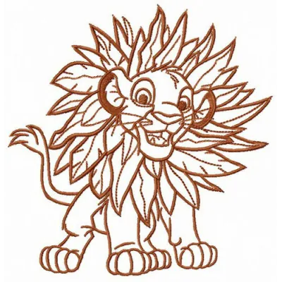 Embroidery design of a Jungle costume for Simba, inspired by The Lion King, perfect for kids' apparel.