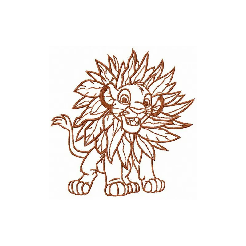 Embroidery design of a Jungle costume for Simba, inspired by The Lion King, perfect for kids' apparel.
