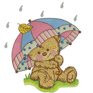 Teddy's rainy day embroidery design - Embroidery Design