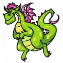 Elliott the Dragon embroidery design showcasing a colorful dragon motif, ideal for embellishing t-shirts and tote bags.