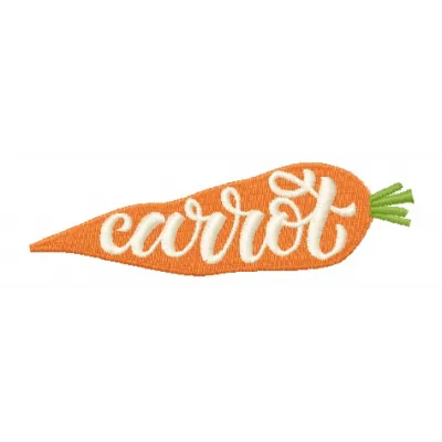 Carrot embroidery design featuring a vibrant carrot motif, perfect for kitchen and cooking-themed projects.