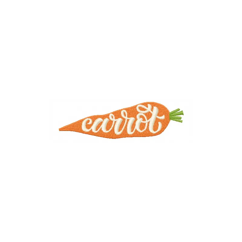 Carrot embroidery design featuring a vibrant carrot motif, perfect for kitchen and cooking-themed projects.