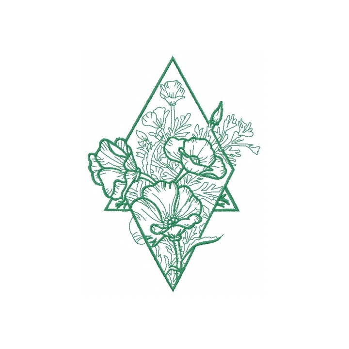 Composition with poppies 3 embroidery design - Embroidery Design