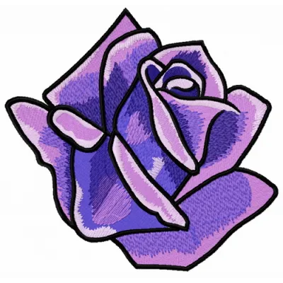 Preview of a beautiful purple rose embroidery design suitable for various fabric projects.