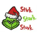 Preview of the Grinch Stink, Stank, Stunk embroidery design featuring whimsical Dr. Seuss-inspired motifs.
