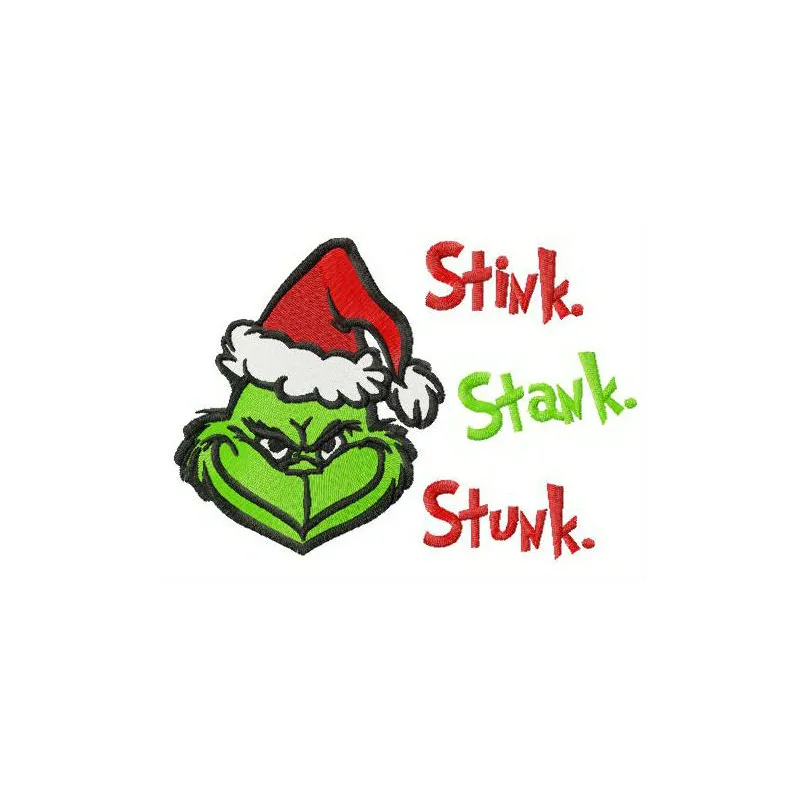 Preview of the Grinch Stink, Stank, Stunk embroidery design featuring whimsical Dr. Seuss-inspired motifs.