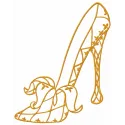 Harlequin high heels 2 embroidery design showcasing vibrant colors, ideal for stylish apparel and accessories.
