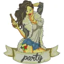 Barbecue party 2 embroidery design featuring fun motifs for girls and women, ideal for stitching on t-shirts and tote bags.
