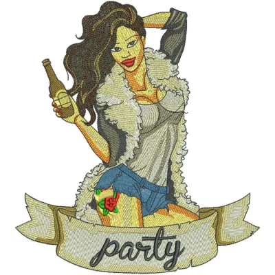 Barbecue party 2 embroidery design featuring fun motifs for girls and women, ideal for stitching on t-shirts and tote bags.