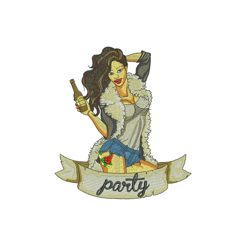 Barbecue party 2 embroidery design featuring fun motifs for girls and women, ideal for stitching on t-shirts and tote bags.
