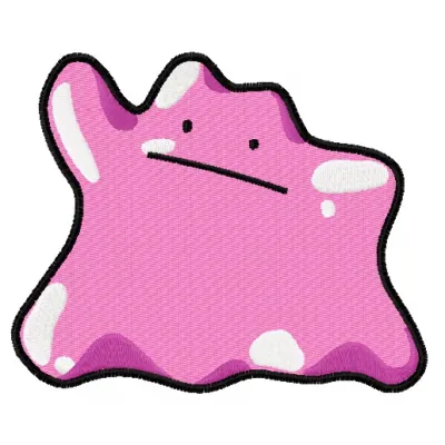 Ditto embroidery design featuring the iconic character from Pokemon, showcasing a playful stitched motif.