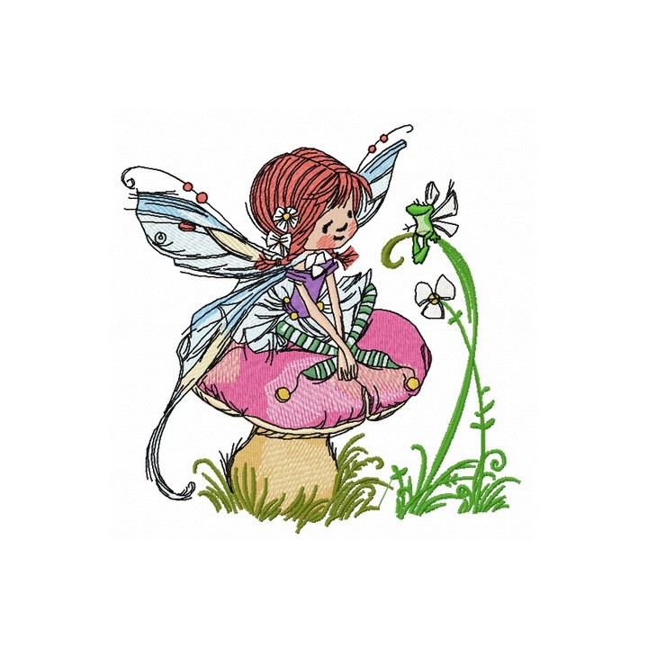 Mushroom fairy embroidery design - Embroidery Design
