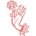 Floral fairy's hand 2 embroidery design showcasing a delicate floral motif, perfect for women's apparel and accessories.