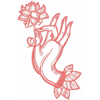 Floral fairy's hand 2 embroidery design showcasing a delicate floral motif, perfect for women's apparel and accessories.