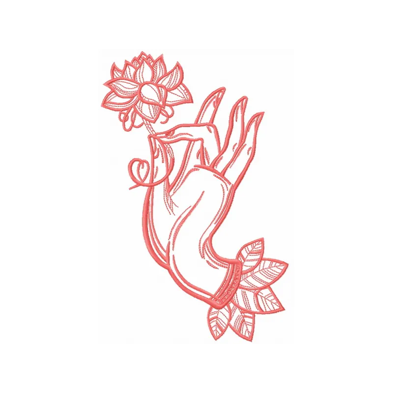 Floral fairy's hand 2 embroidery design showcasing a delicate floral motif, perfect for women's apparel and accessories.