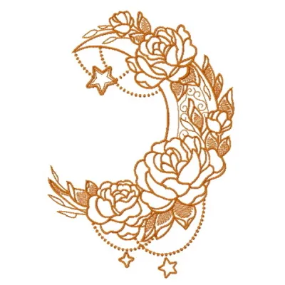 Vernal moon 3 embroidery design showcasing a mystical moon motif, ideal for embellishing garments and home decor.