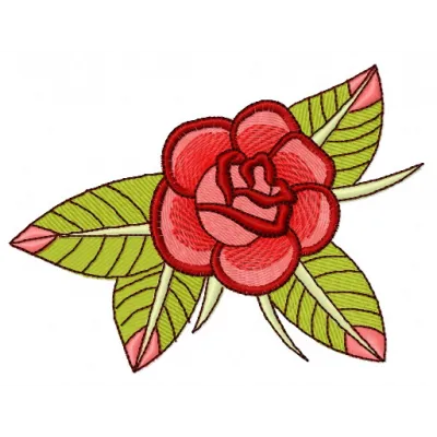 Miniature rose embroidery design showcasing delicate floral details, perfect for embellishing various fabric items.